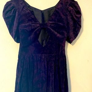 Womens Size 10 Laura Ashley Purple Floral Vintage Velvet Bow Back Maxi Dress